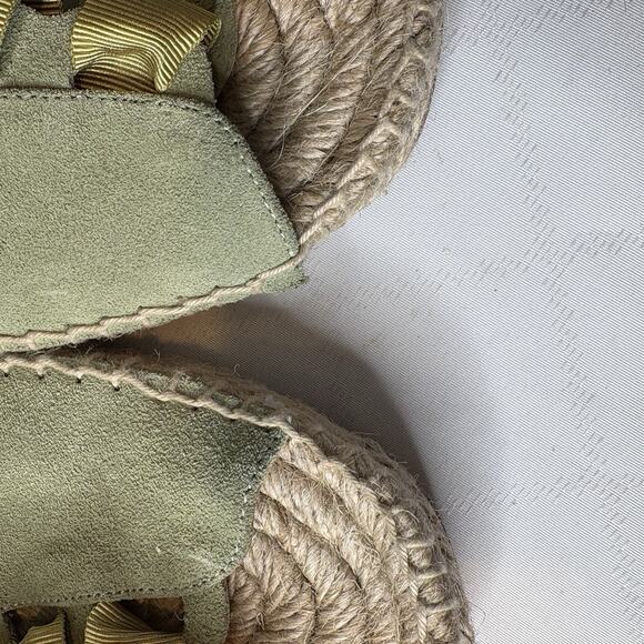 Anthropologie Elysess Women's Suede Green Tie Espadrille Sandals Size 40/9 Boho - Picture 4 of 7